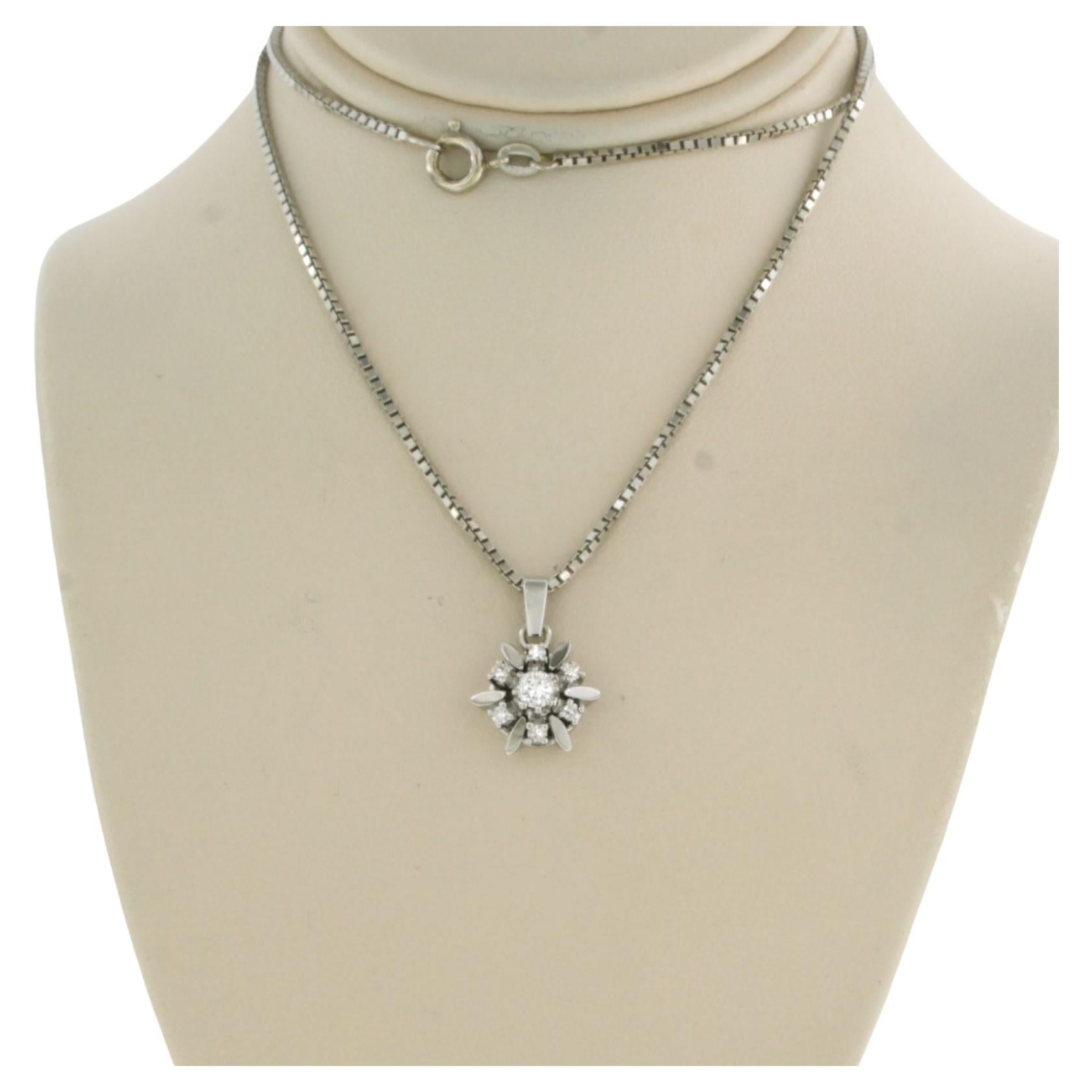 Necklace and pendant set with diamonds 14k white gold For Sale at 1stDibs