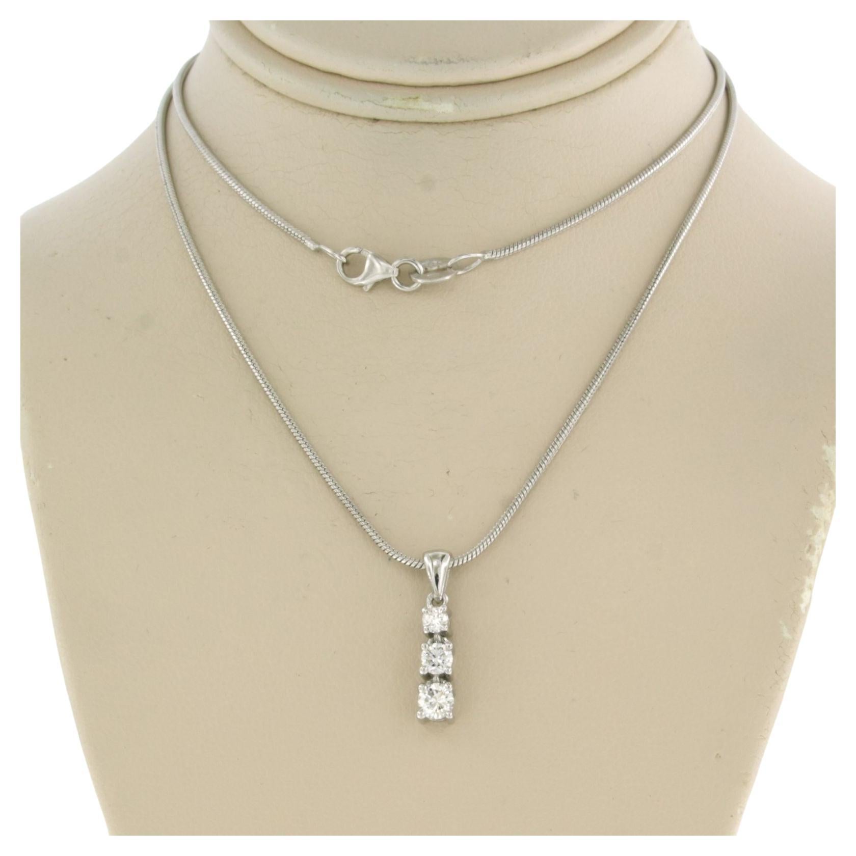 Necklace and pendant set with diamonds 14k white gold For Sale