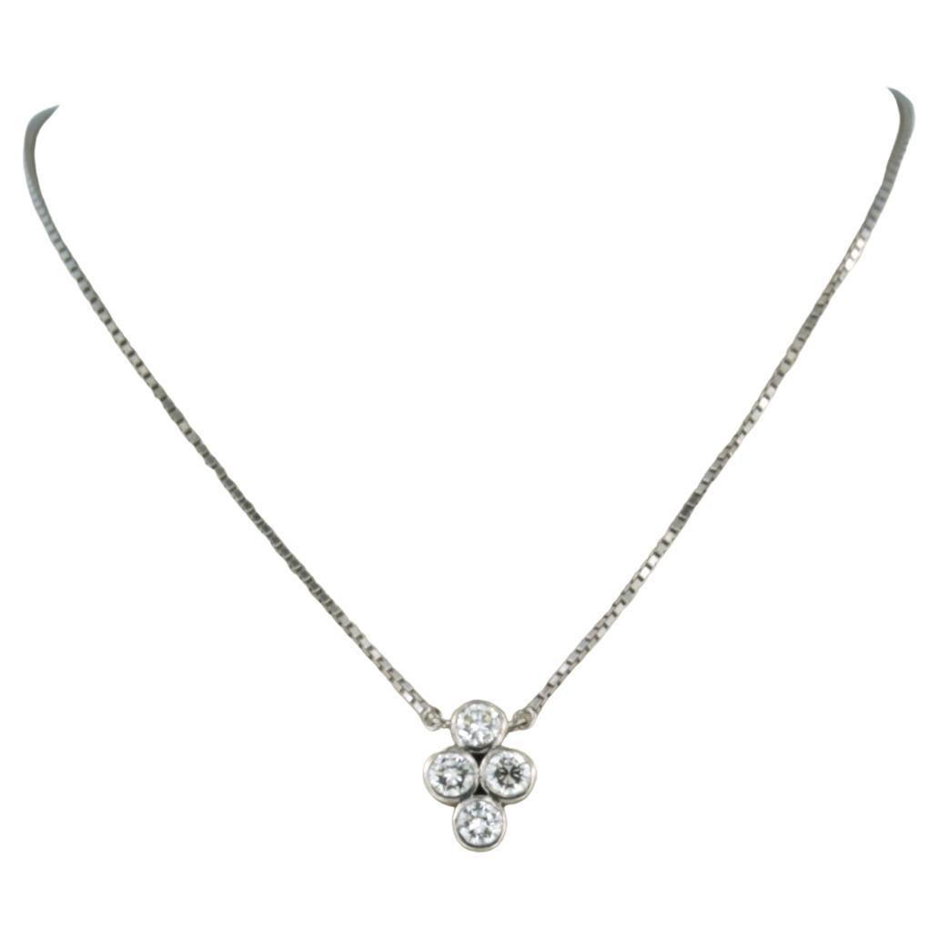 Necklace and pendant set with diamonds 14k white gold For Sale