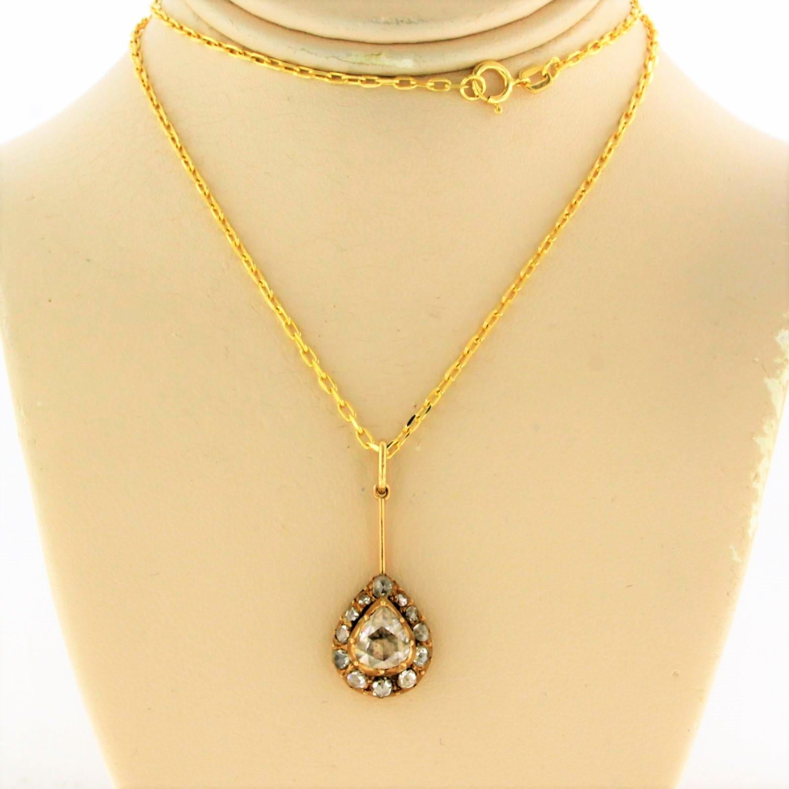Early Victorian Necklace and pendant set with diamonds 14k yellow gold For Sale