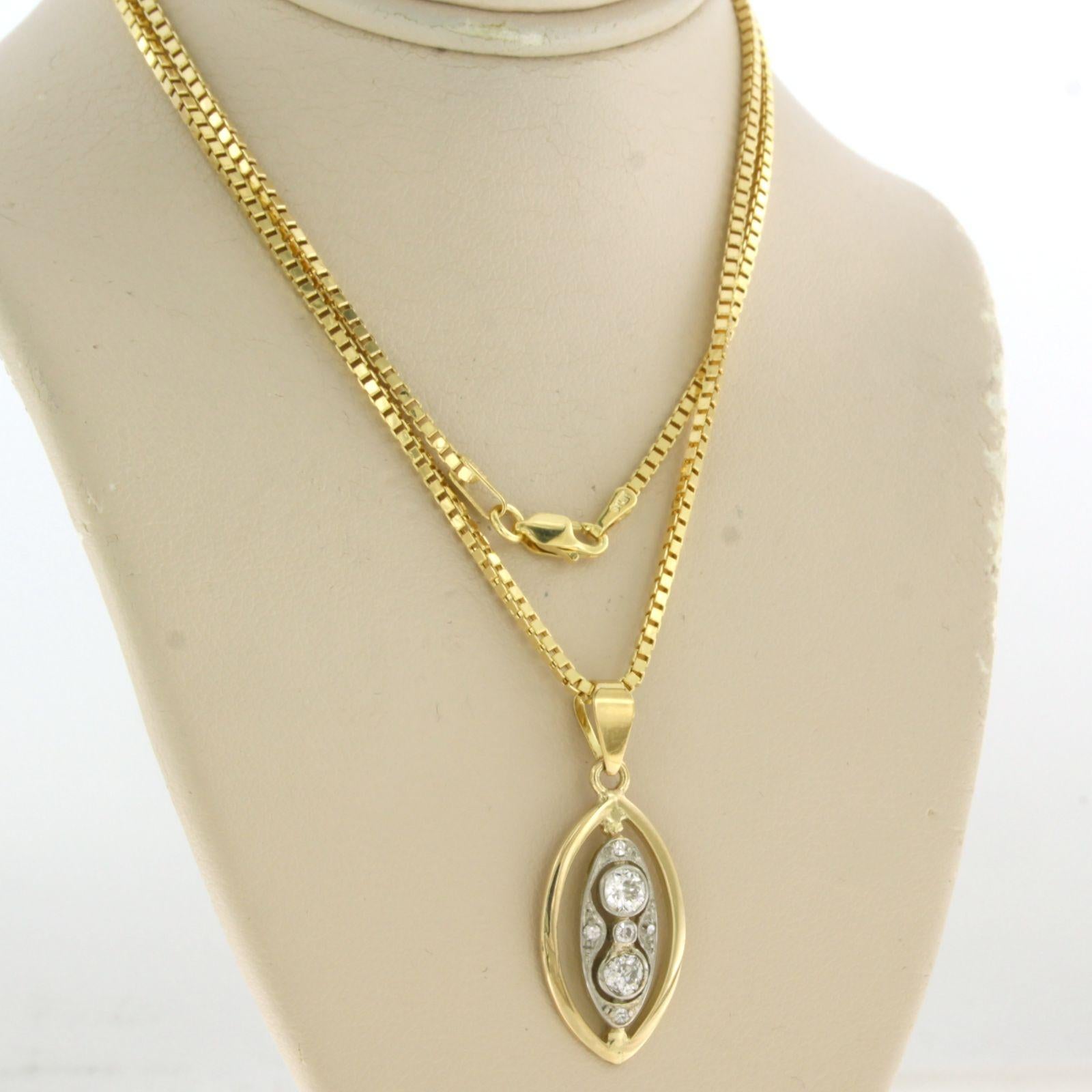Art Nouveau Necklace and pendant set with diamonds 14k yellow gold For Sale