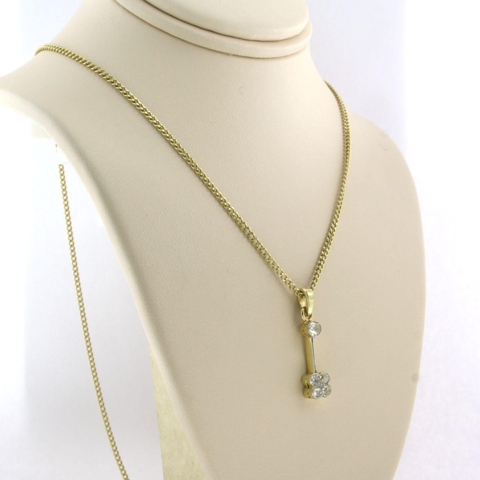Modern Necklace and pendant set with diamonds 14k yellow gold For Sale