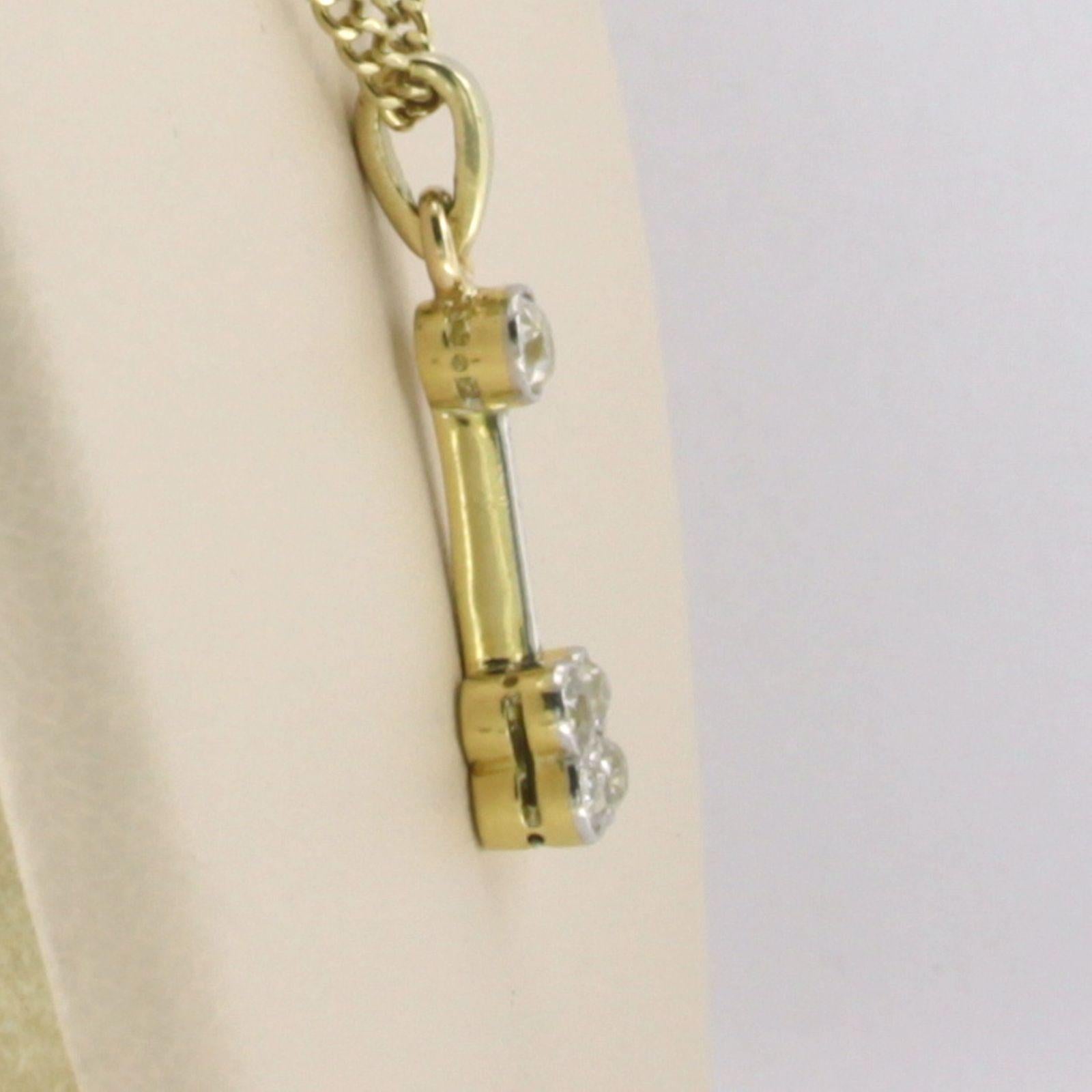 Halskette und Anhänger mit Diamanten aus 14 Karat Gelbgold mit Diamanten besetzt (Alteuropäischer Brillantschliff) im Angebot
