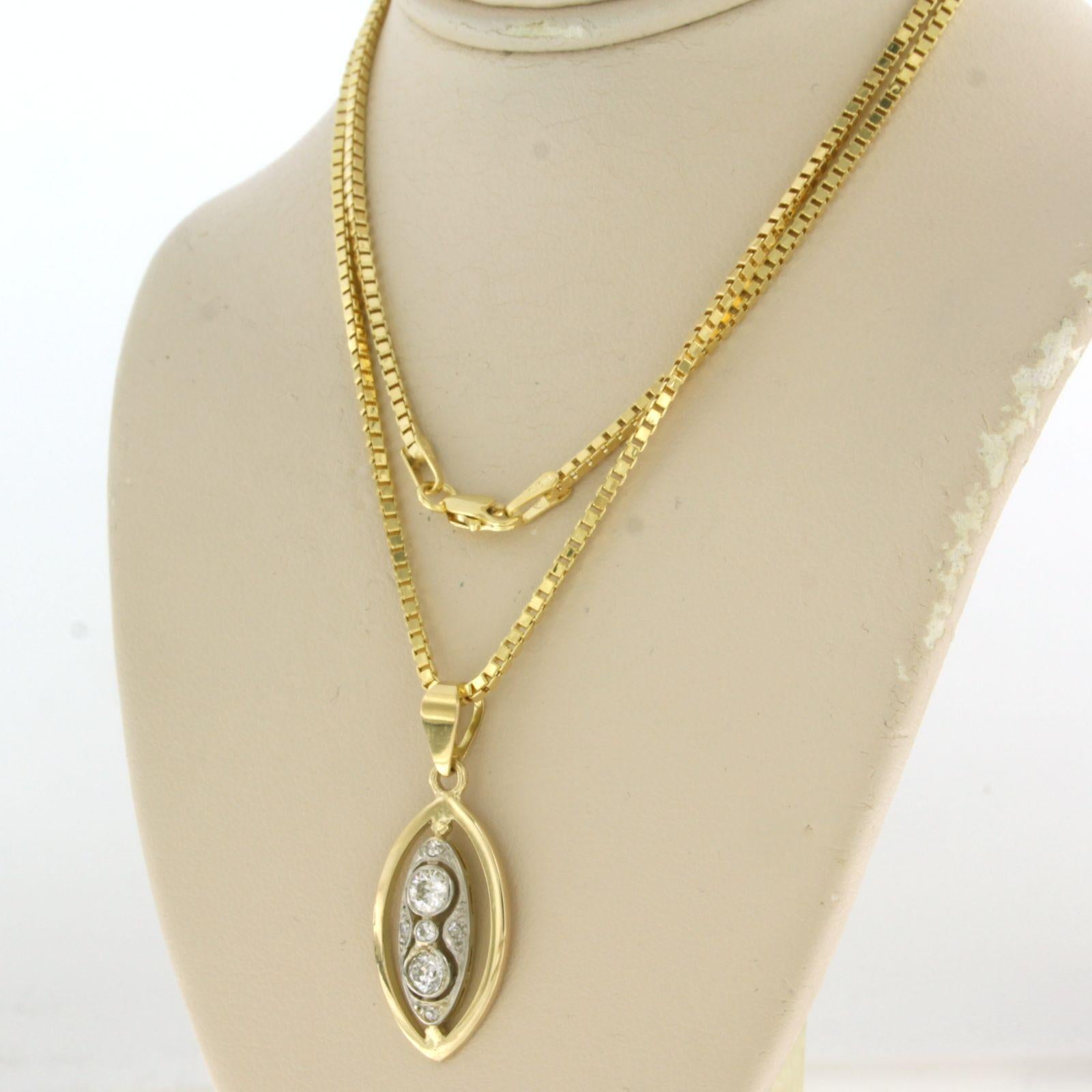 Necklace and pendant set with diamonds 14k yellow gold In Good Condition For Sale In The Hague, ZH