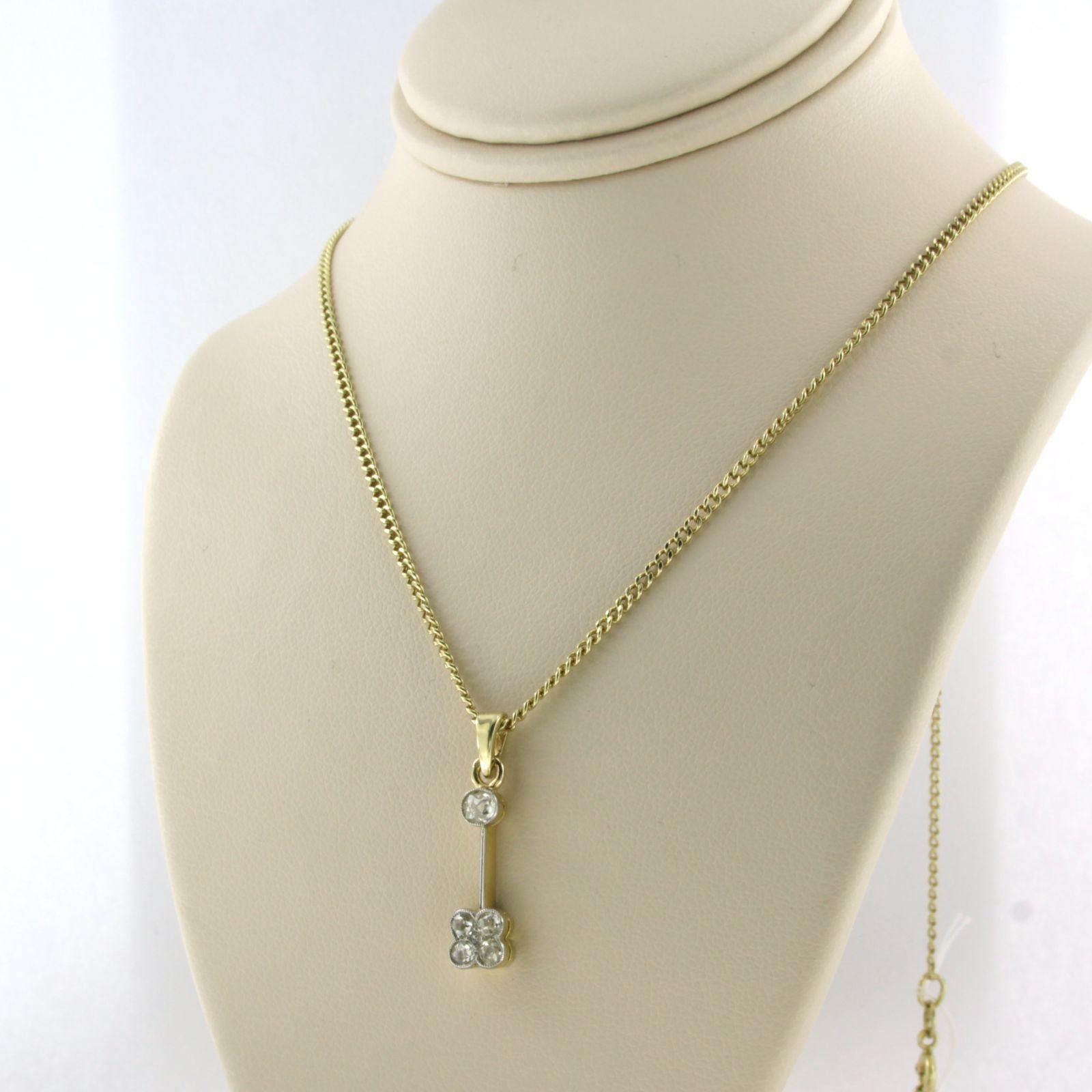 Necklace and pendant set with diamonds 14k yellow gold In Good Condition For Sale In The Hague, ZH