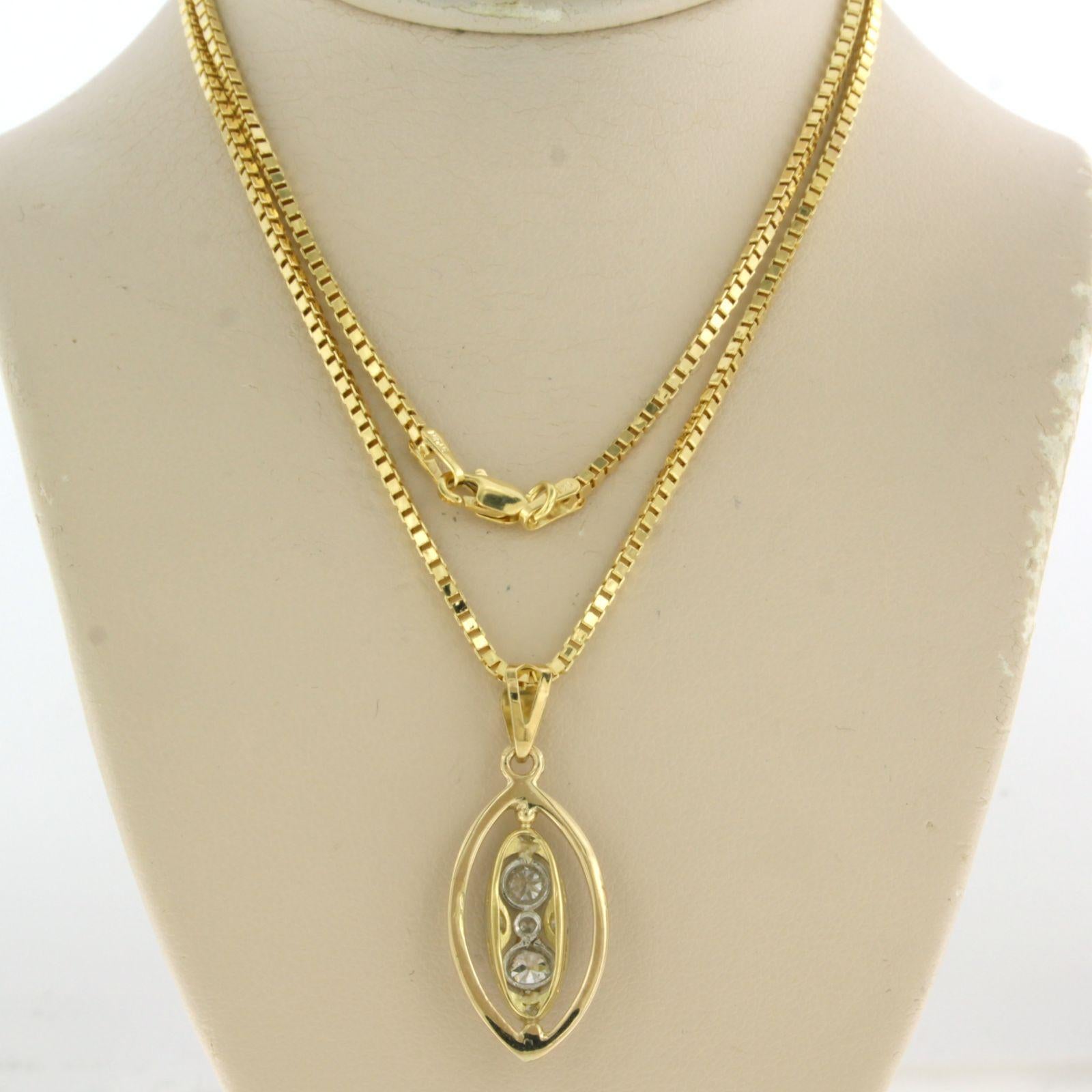 Necklace and pendant set with diamonds 14k yellow gold For Sale 1