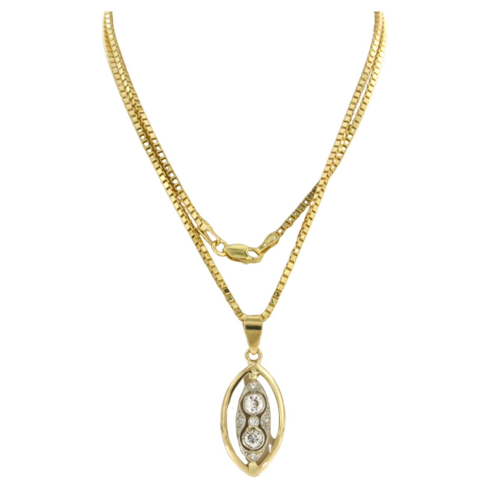Necklace and pendant set with diamonds 14k yellow gold