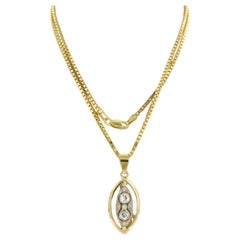 Antique Necklace and pendant set with diamonds 14k yellow gold