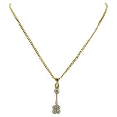 Necklace and pendant set with diamonds 14k yellow gold