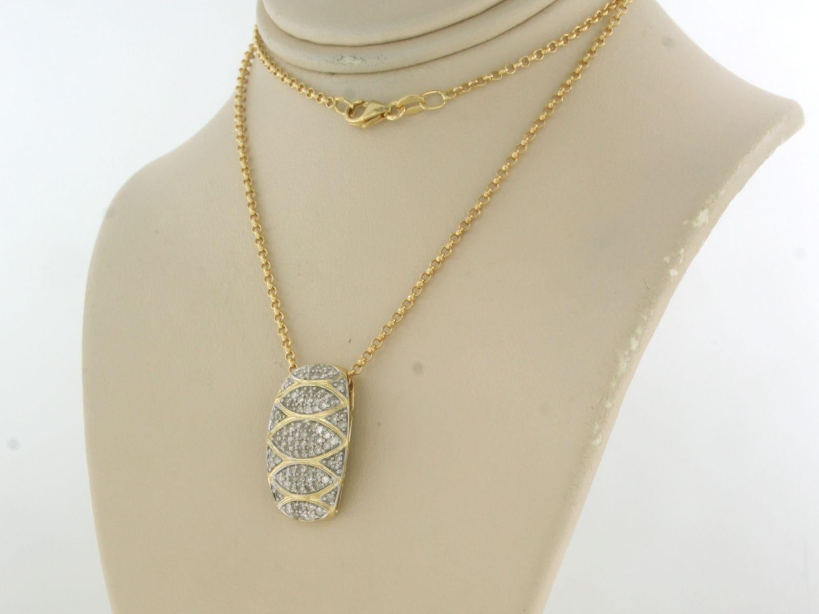 Necklace and pendant set with diamonds 18k bicolour gold In Excellent Condition For Sale In The Hague, ZH