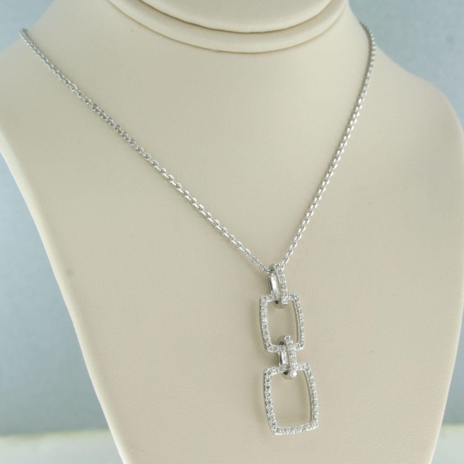 Modern Necklace and pendant set with diamonds 18k white gold 40 cm long For Sale