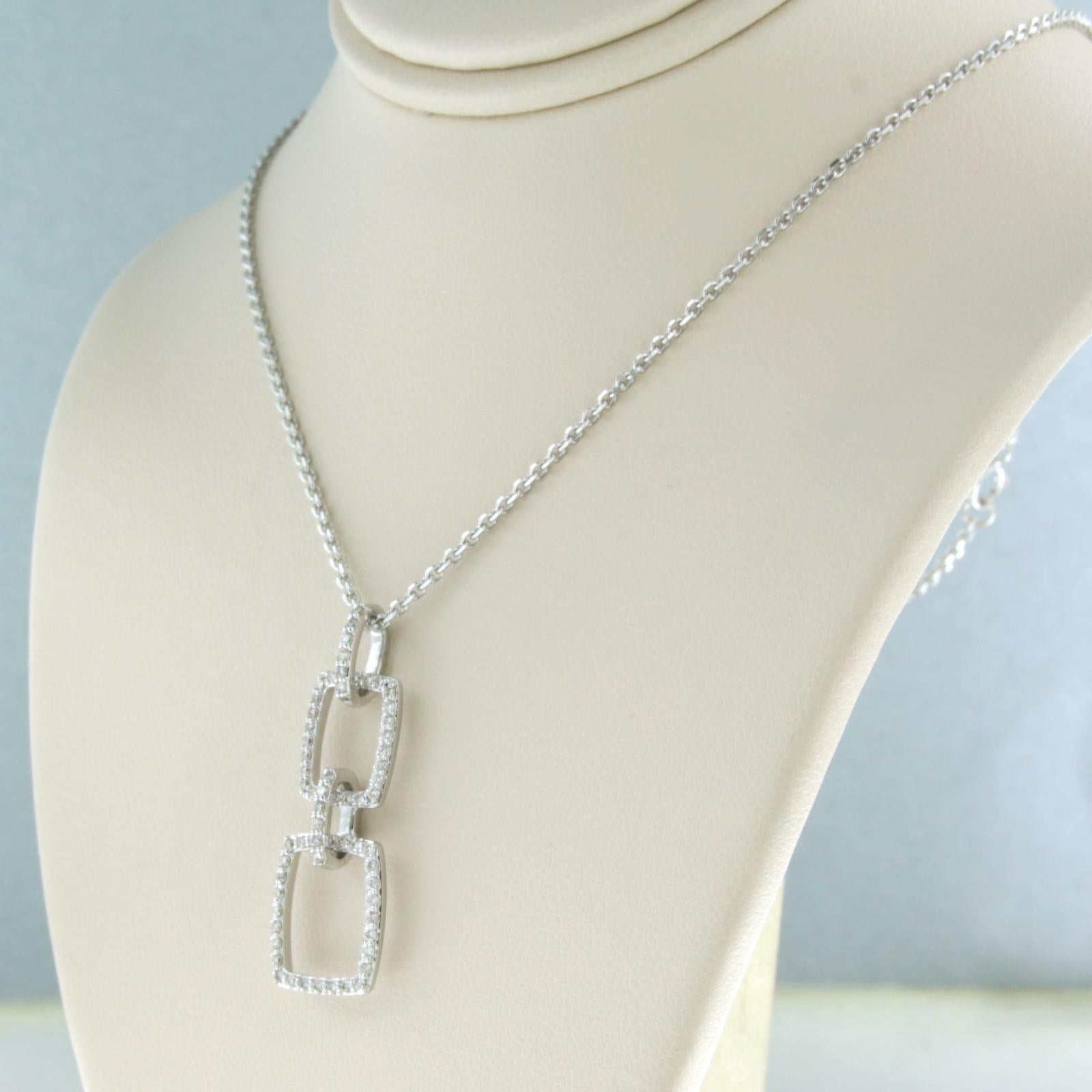 Brilliant Cut Necklace and pendant set with diamonds 18k white gold 40 cm long For Sale