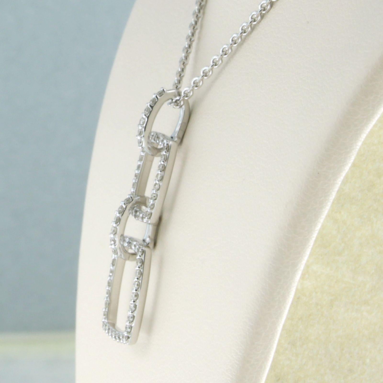 Halskette und Anhänger mit Diamanten aus 18 Karat Weißgold, mit Diamanten besetzt, 40 cm lang Damen im Angebot