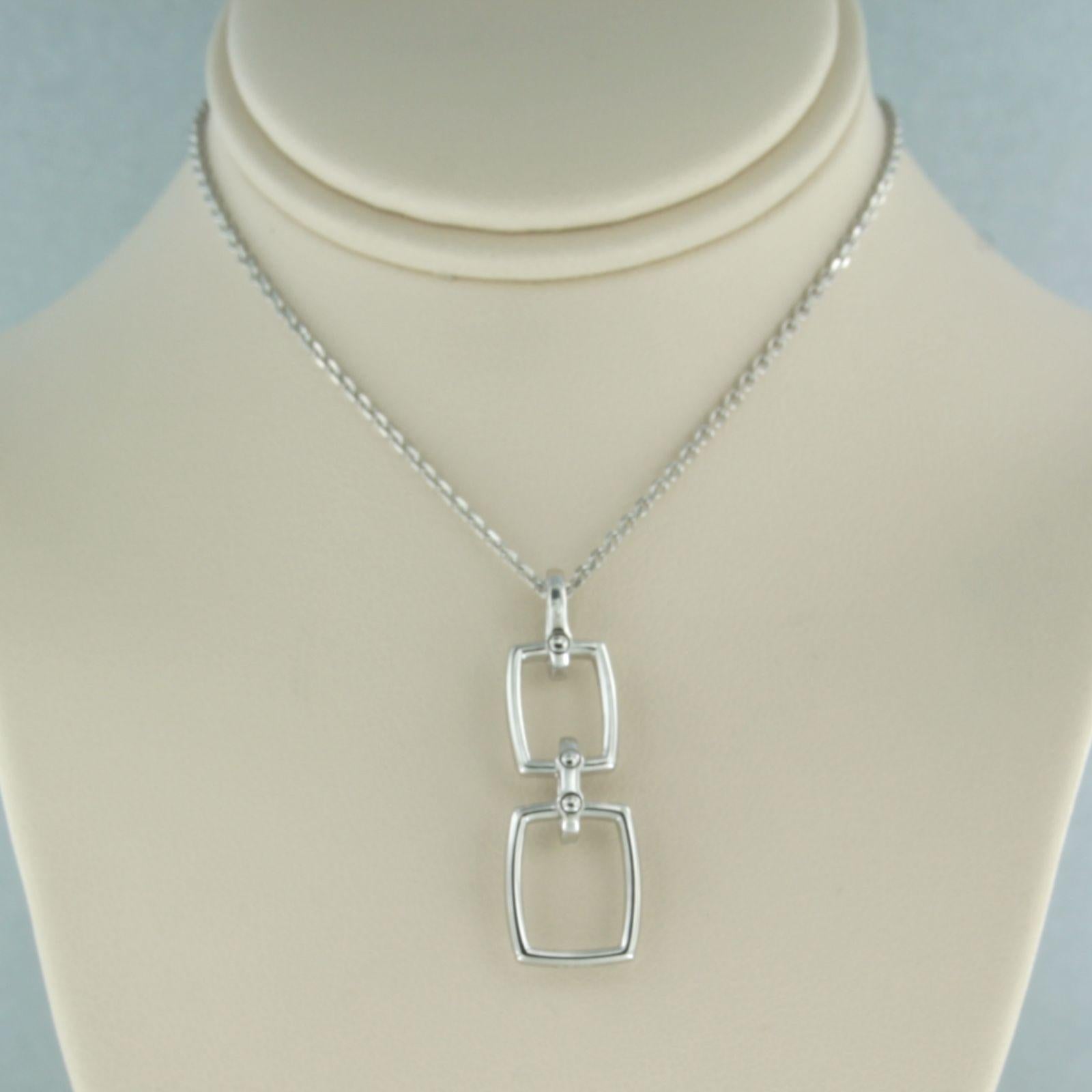 Necklace and pendant set with diamonds 18k white gold 40 cm long For Sale 1