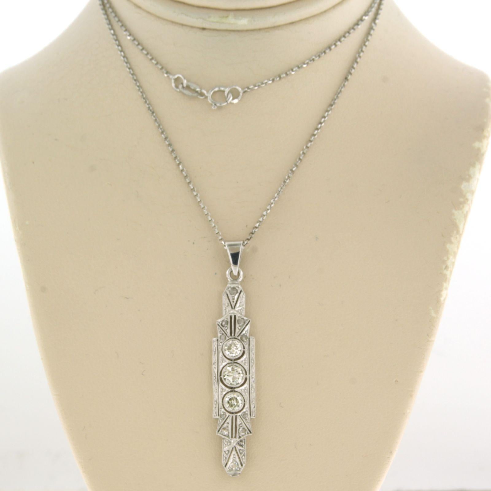 Women's Necklace and pendant set with diamonds 18k white gold For Sale