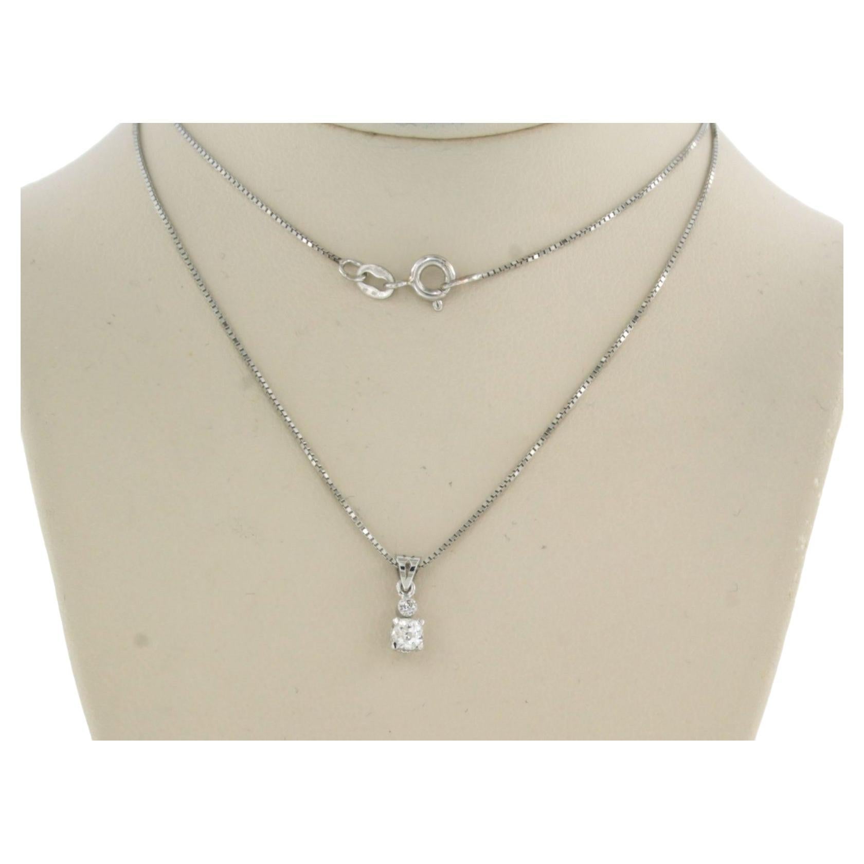 Necklace and pendant set with coral and diamonds 18k gold and silver