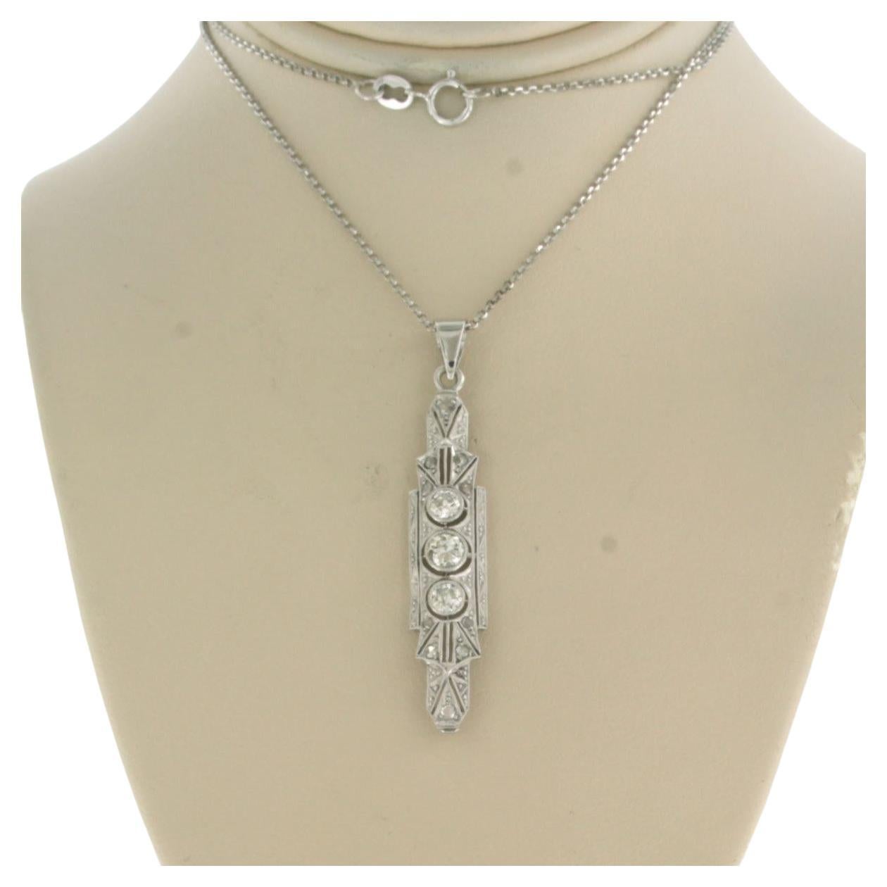 Necklace and pendant set with diamonds 18k white gold