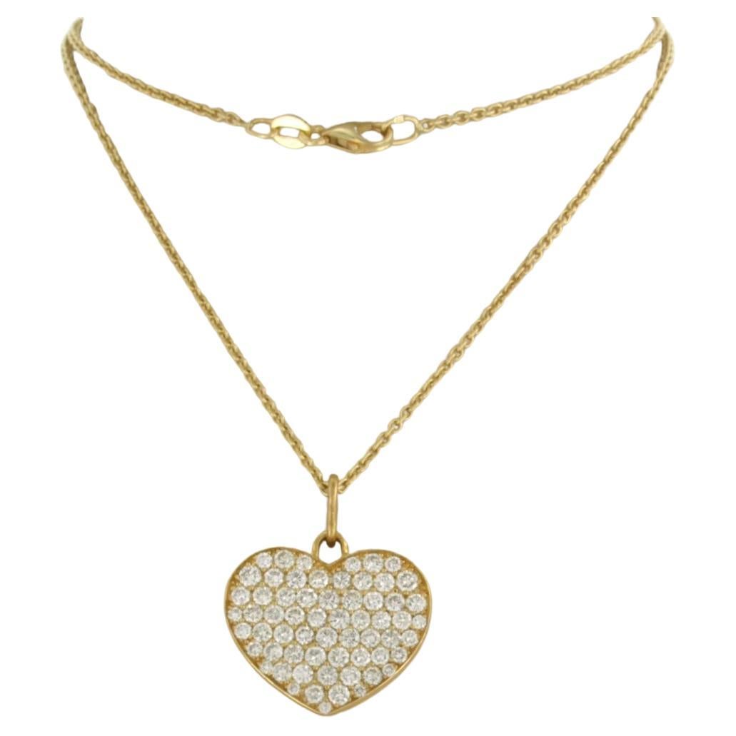 Necklace and pendant set with diamonds 18k yellow gold For Sale