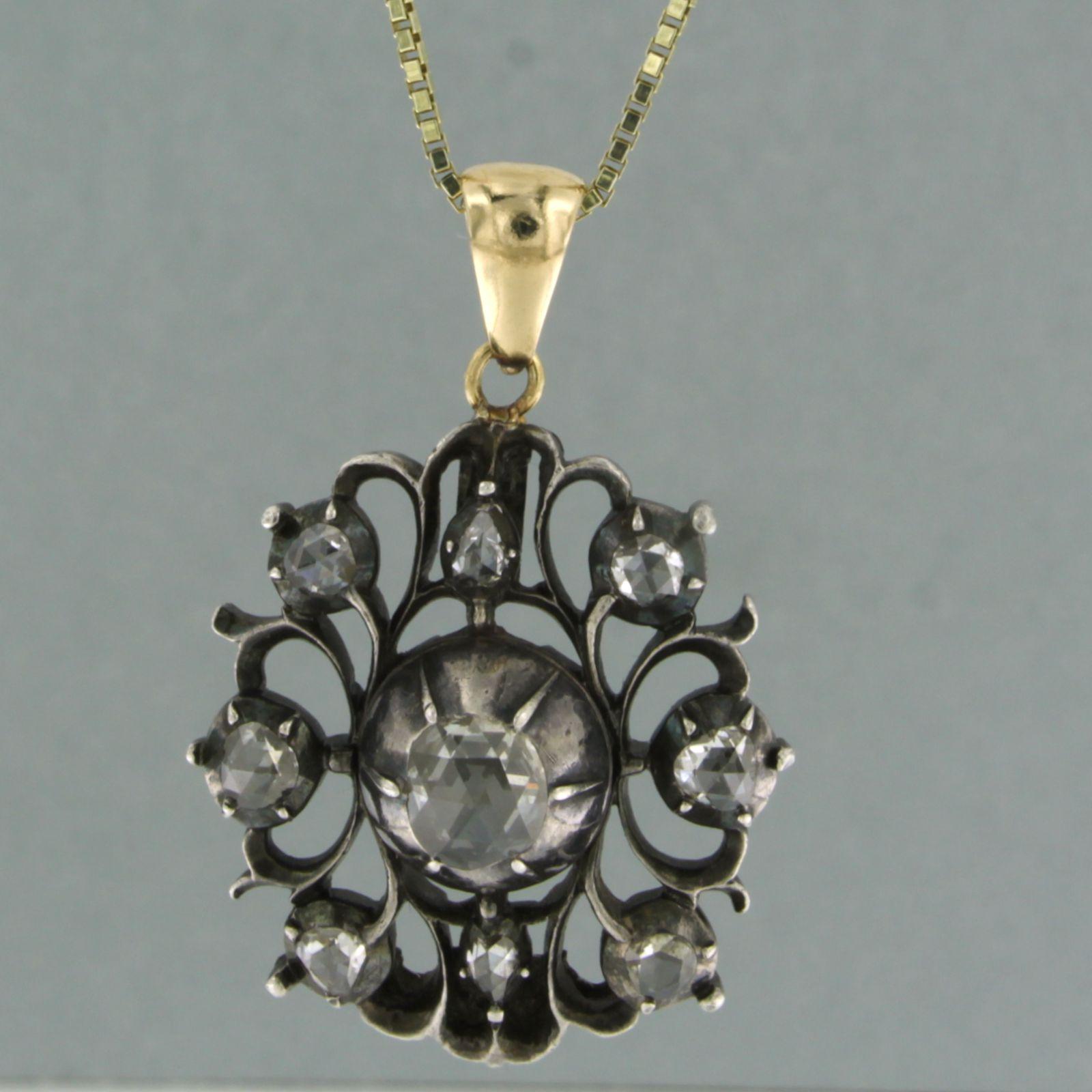 Necklace and pendant set with diamonds up to 1.50ct 14k yellow gold and silver For Sale 1