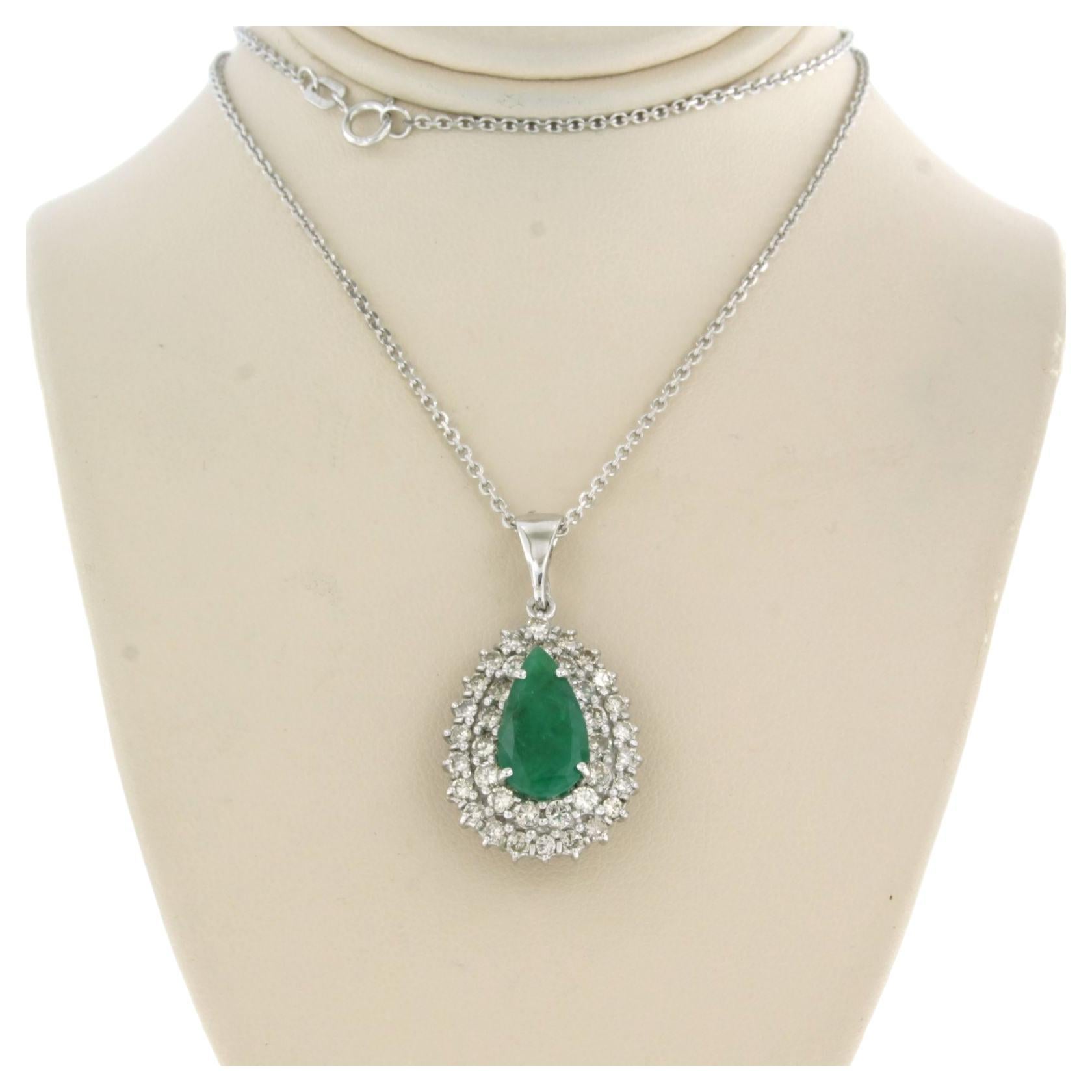 Necklace and pendant set with diamonds 14k white gold For Sale at 1stDibs