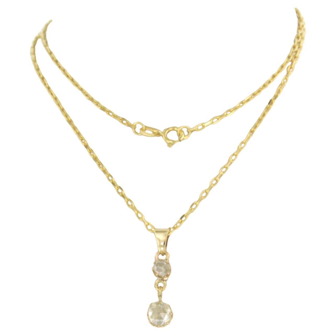 Necklace and pendant set with rose diamonds up to 0.70ct 14k yellow gold