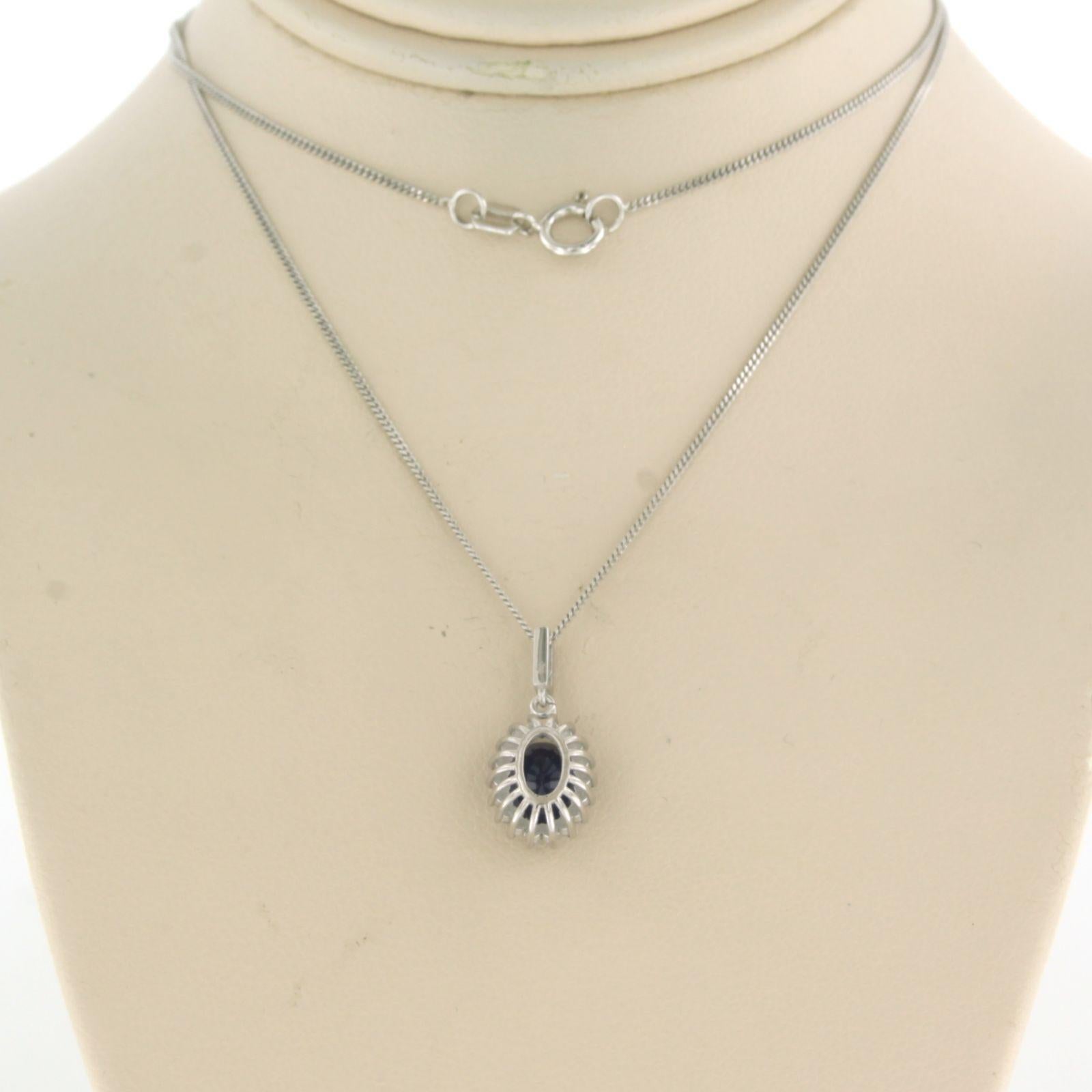 Necklace and Pendant set with Sapphire and Diamonds 14k white gold In New Condition In The Hague, ZH