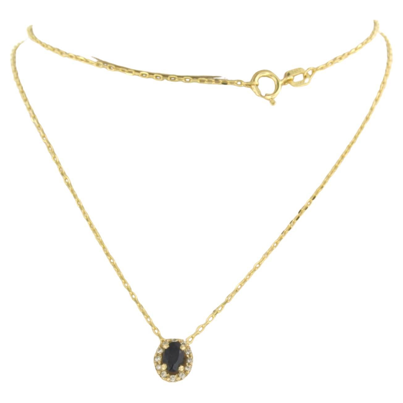14k yellow gold necklace with pendant set with sapphire 0.20 carat and brilliant cut diamond 0.05ct - F/G - VS/SI - 45cm

Detailed description

the length of the necklace is 45 cm long by 0.7 mm wide

Dimensions of the pendant are 8 mm high by 6 mm
