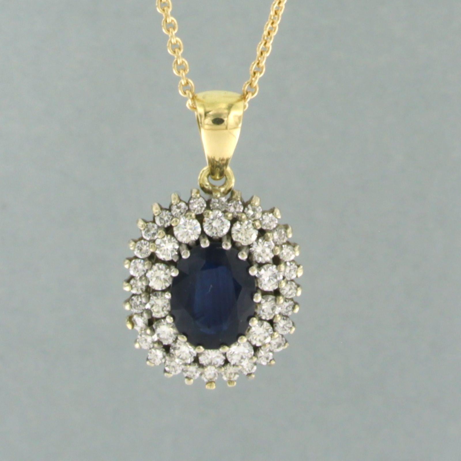 Brilliant Cut Necklace and pendant set with Sapphire and diamonds 18k gold For Sale