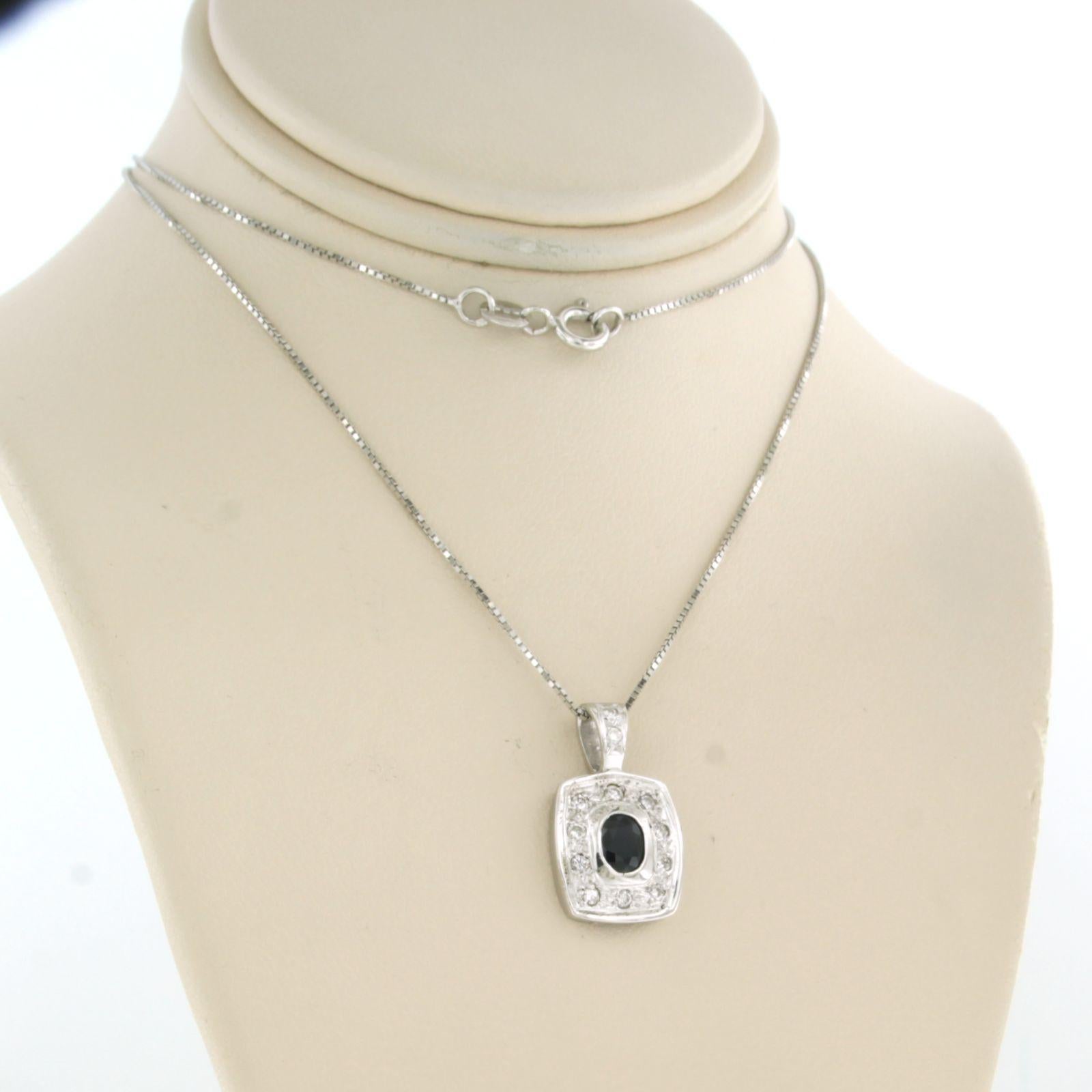 Modern Necklace and pendant set with sapphire and diamonds 18k white gold For Sale