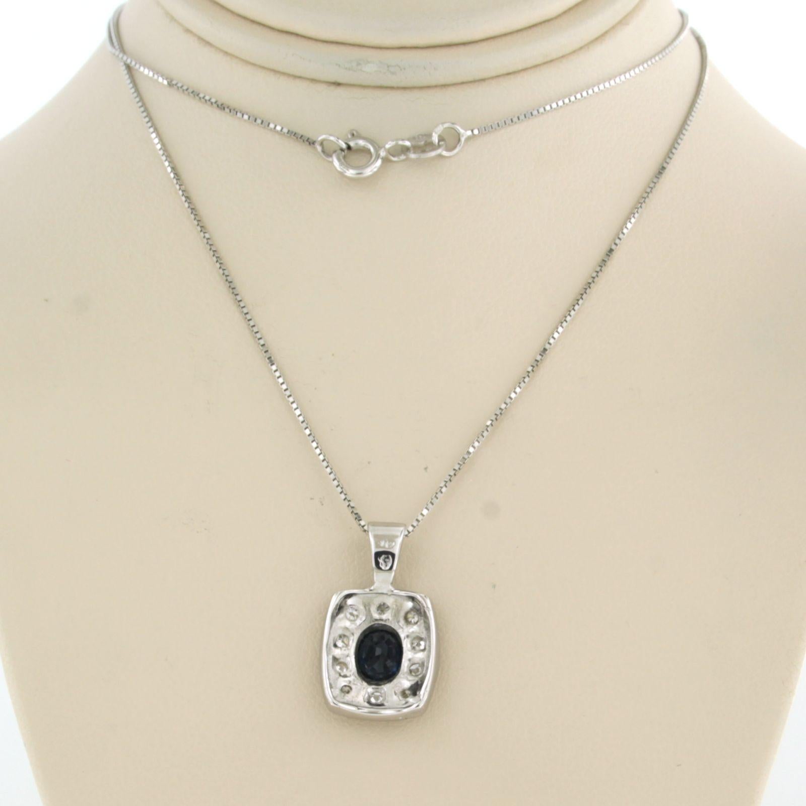 Necklace and pendant set with sapphire and diamonds 18k white gold For Sale 1
