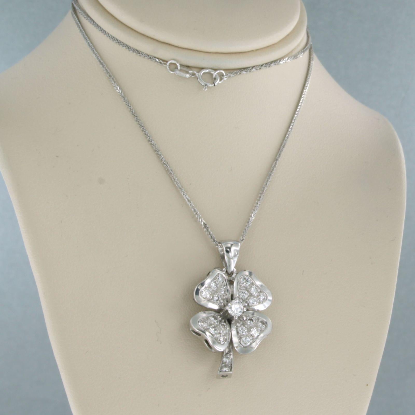 Brilliant Cut Necklace and pendant st with diamonds 14k and 18k white gold For Sale