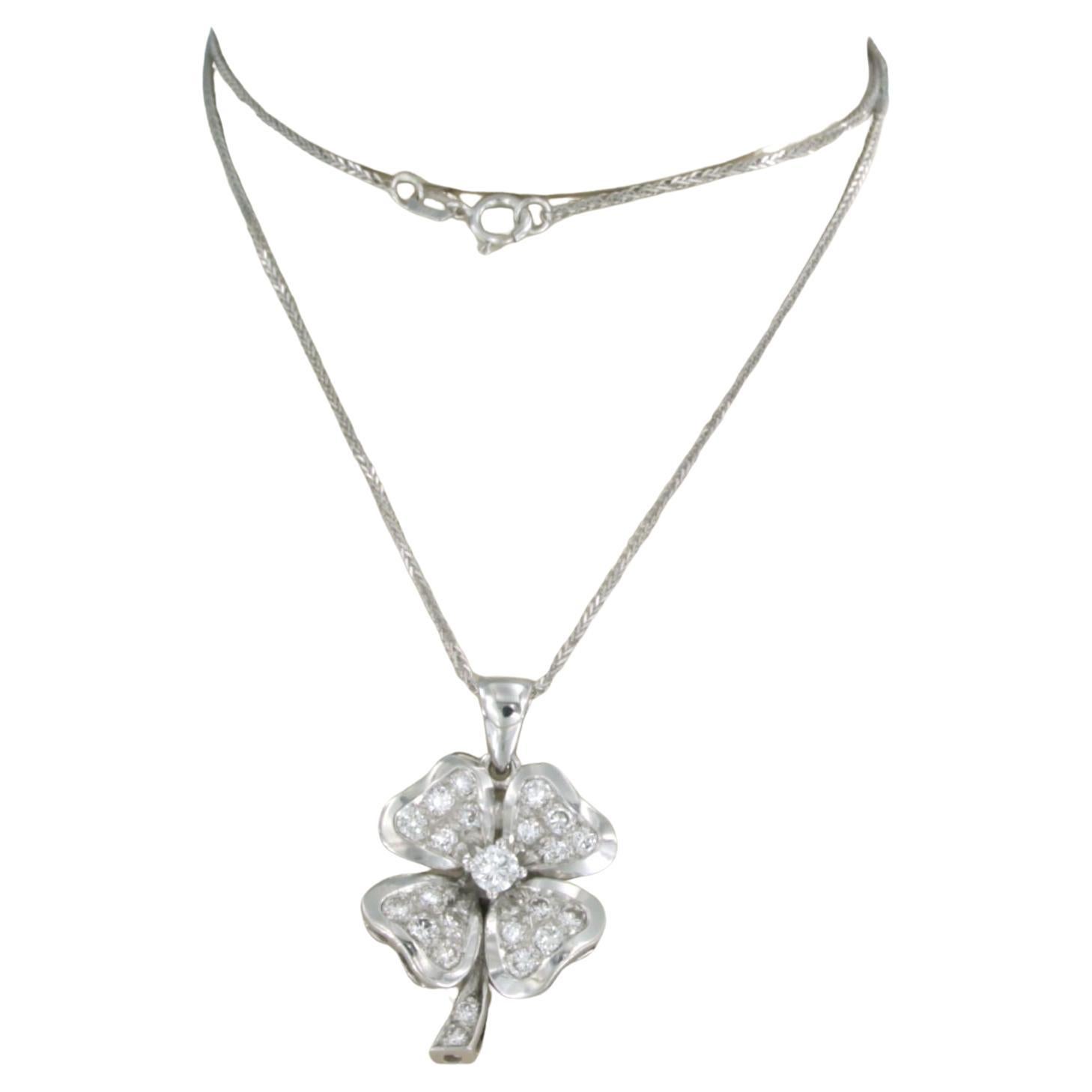 Necklace and pendant st with diamonds 14k and 18k white gold For Sale