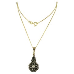 Necklace and pendant wit rose cut diamonds up to 0.15ct 14k gold and silver