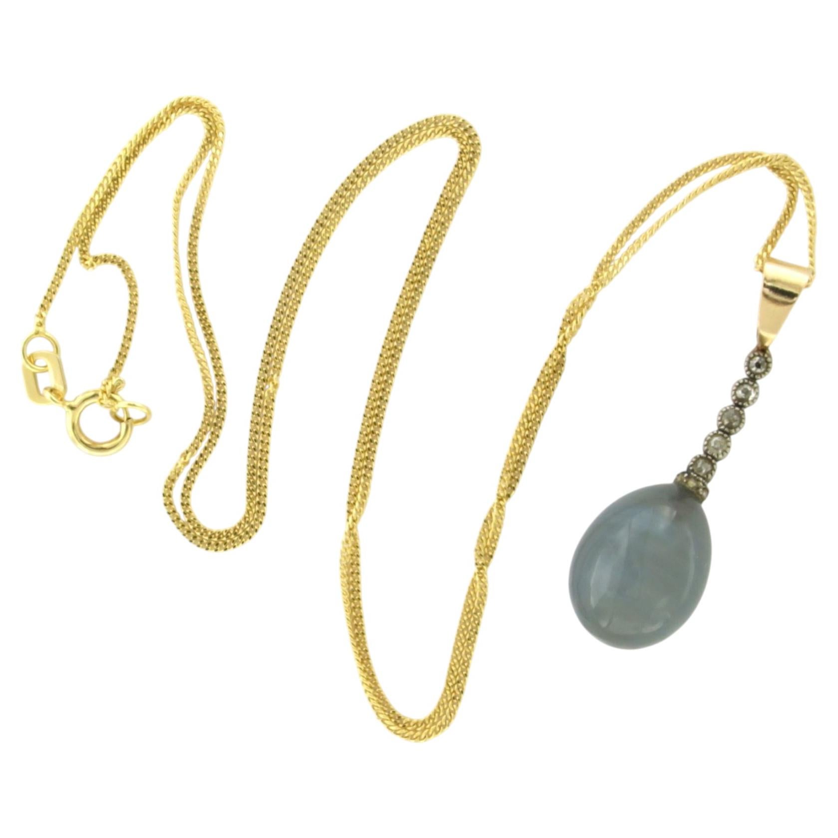 Necklace and pendant with alexandrite and diamonds up to 0.20ct 14k gold, silver