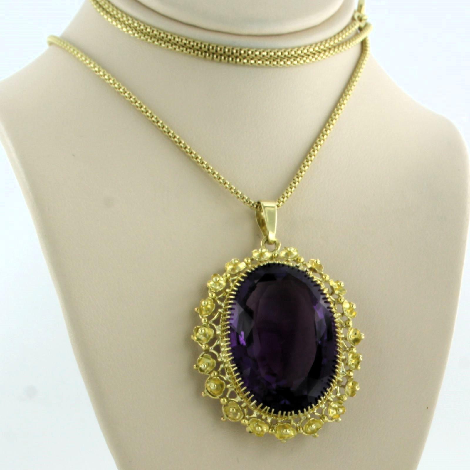 Collar y colgante con amatista de hasta 8,00 ct - oro amarillo de 14k 22,3 gramos Corte oval en venta