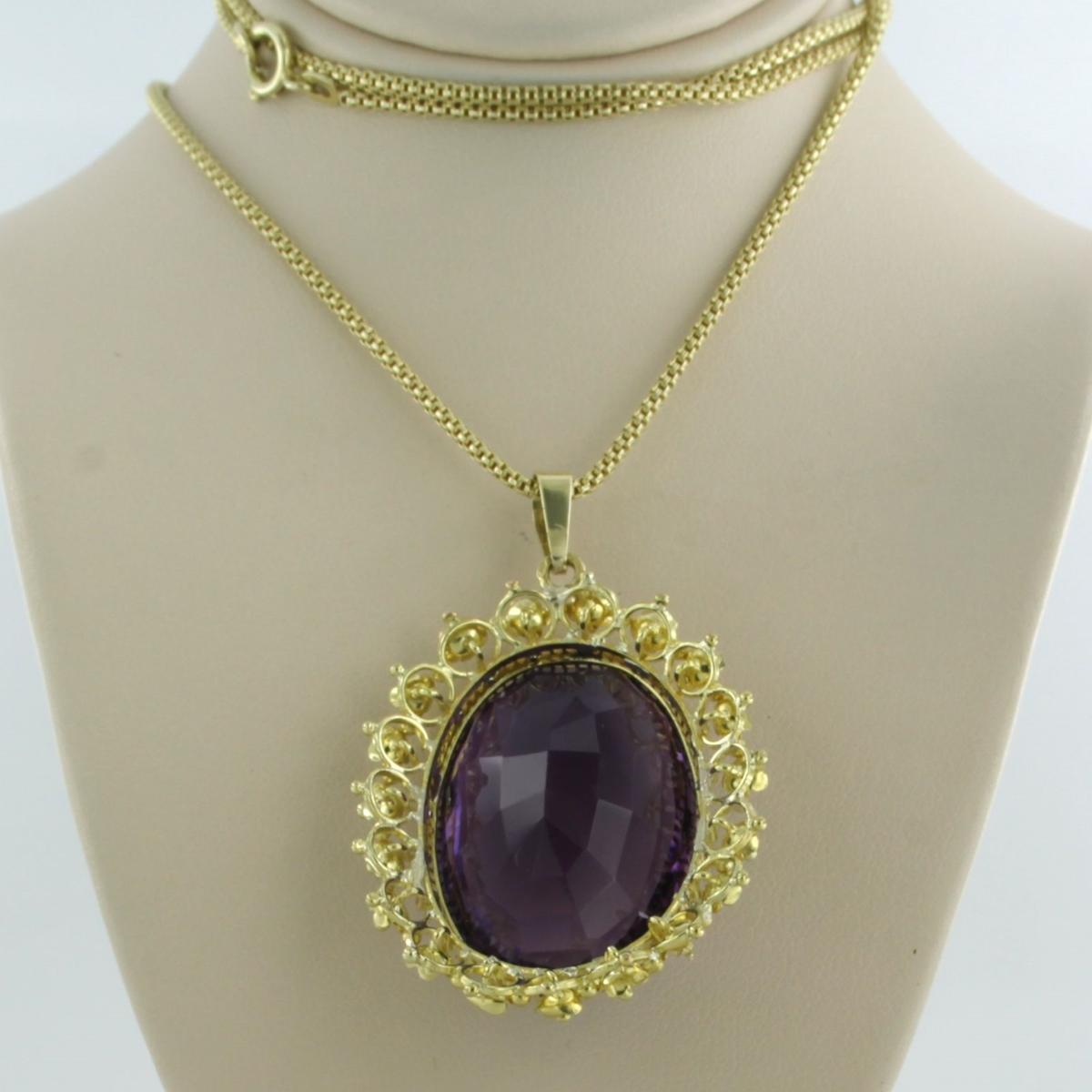 Collar y colgante con amatista de hasta 8,00 ct - oro amarillo de 14k 22,3 gramos en venta 1