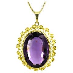 Collar y colgante con amatista de hasta 8,00 ct - oro amarillo de 14k 22,3 gramos