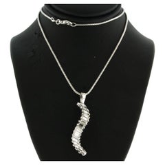 Collier et pendentif en or blanc 14 carats avec diamants de forme baguette jusqu'à 1,00 carat