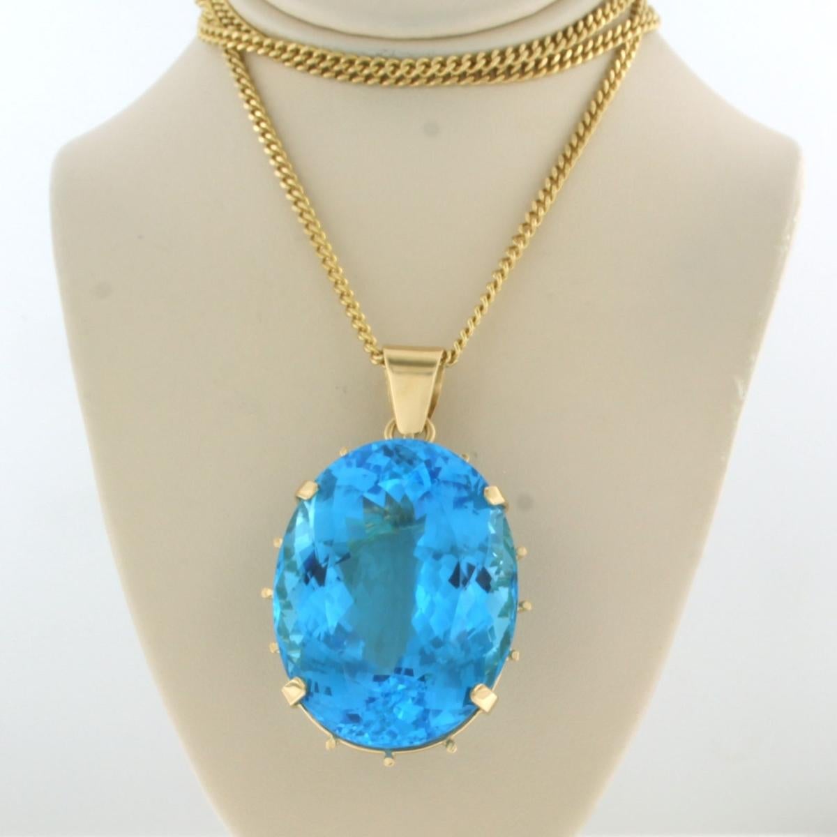 Necklace and pendant with blue topaz up to 100ct 18k yellow gold For Sale 1