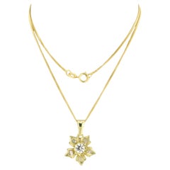 Necklace and pendant with brilliant and rose cut diamonds up to 0.50ct 14k gold