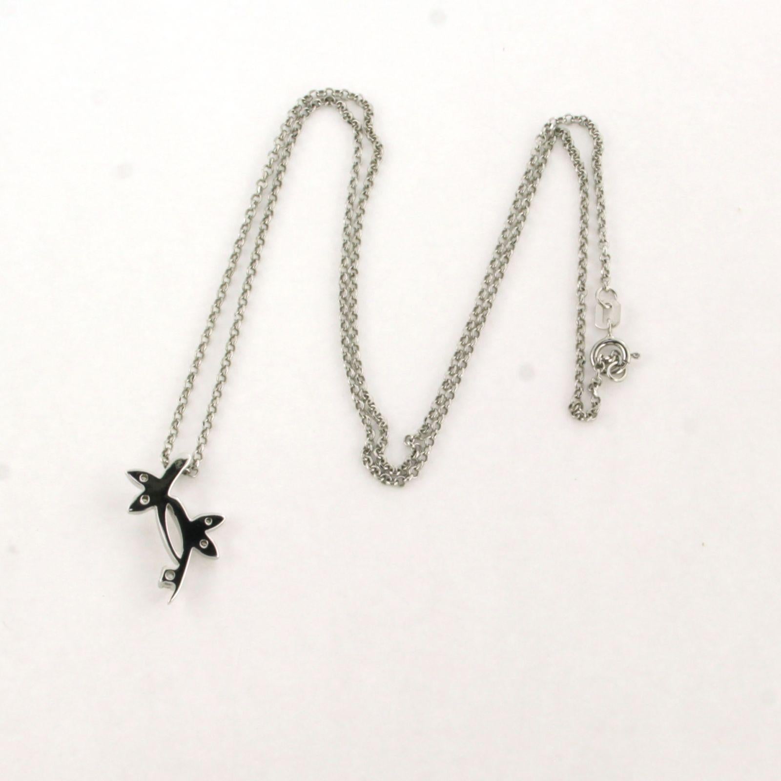 Necklace and pendant with brilliant cut diamonds up to 0.08ct 14k gold 2.8 grams Moderno en venta