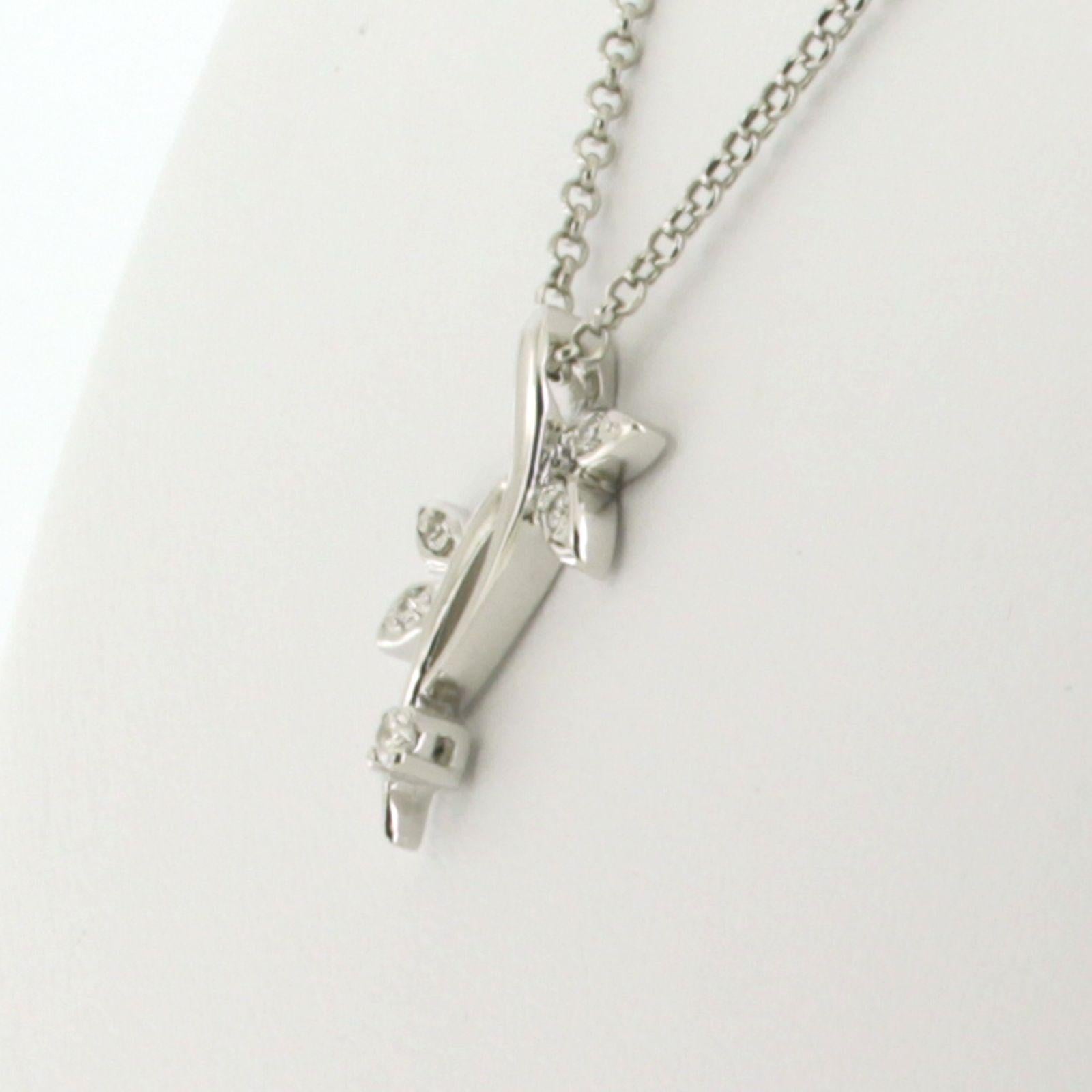 Necklace and pendant with brilliant cut diamonds up to 0.08ct 14k gold 2.8 grams en venta 1