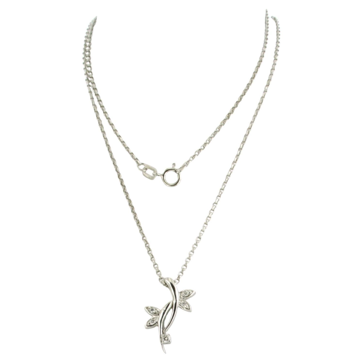Necklace and pendant with brilliant cut diamonds up to 0.08ct 14k gold 2.8 grams