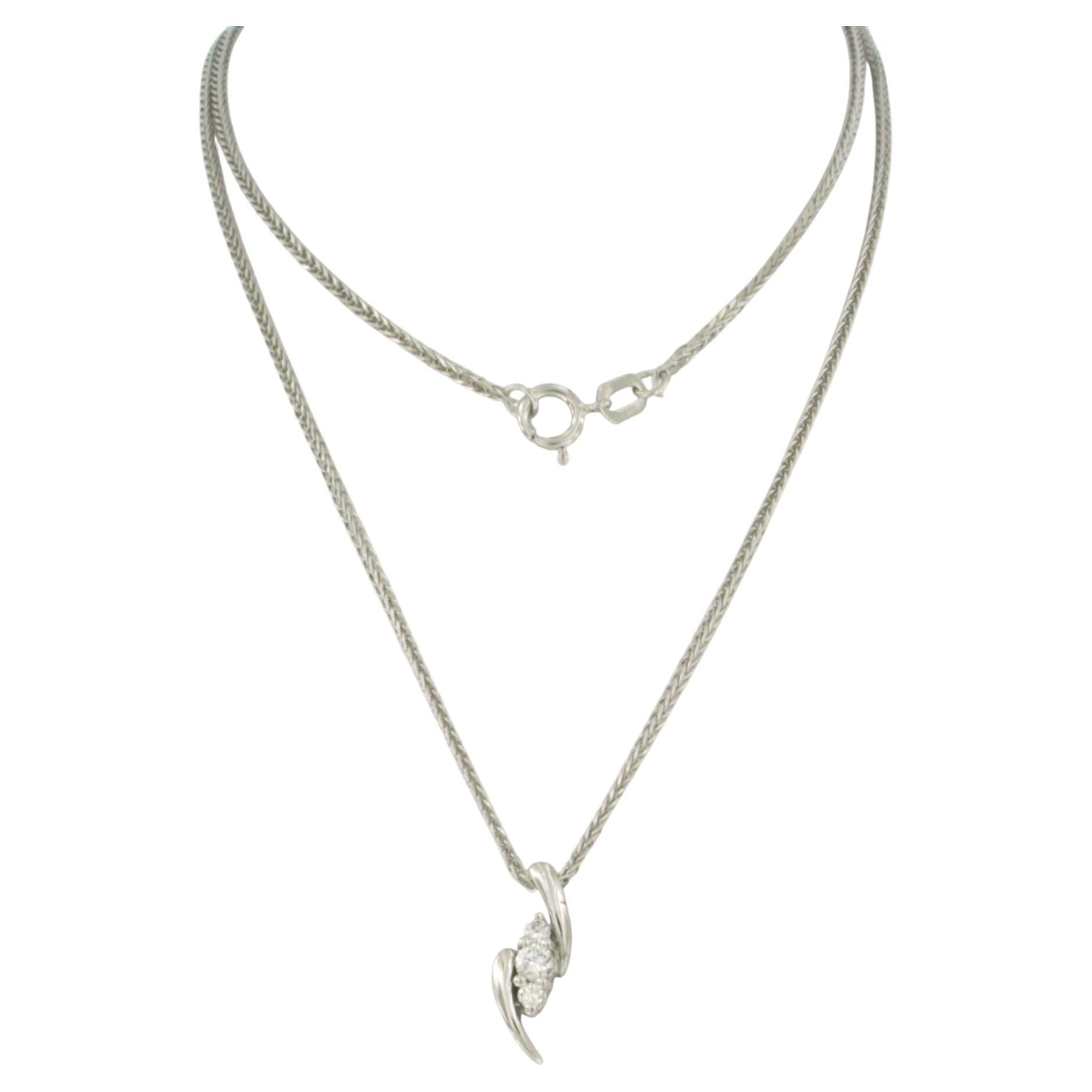 Collier et pendentif avec diamants taille brillant jusqu'à 0,12 ct or 14k