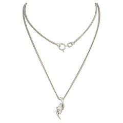 Halskette und Anhänger mit Diamanten im Brillantschliff von bis zu 0,12 Karat aus 14 Karat Gold