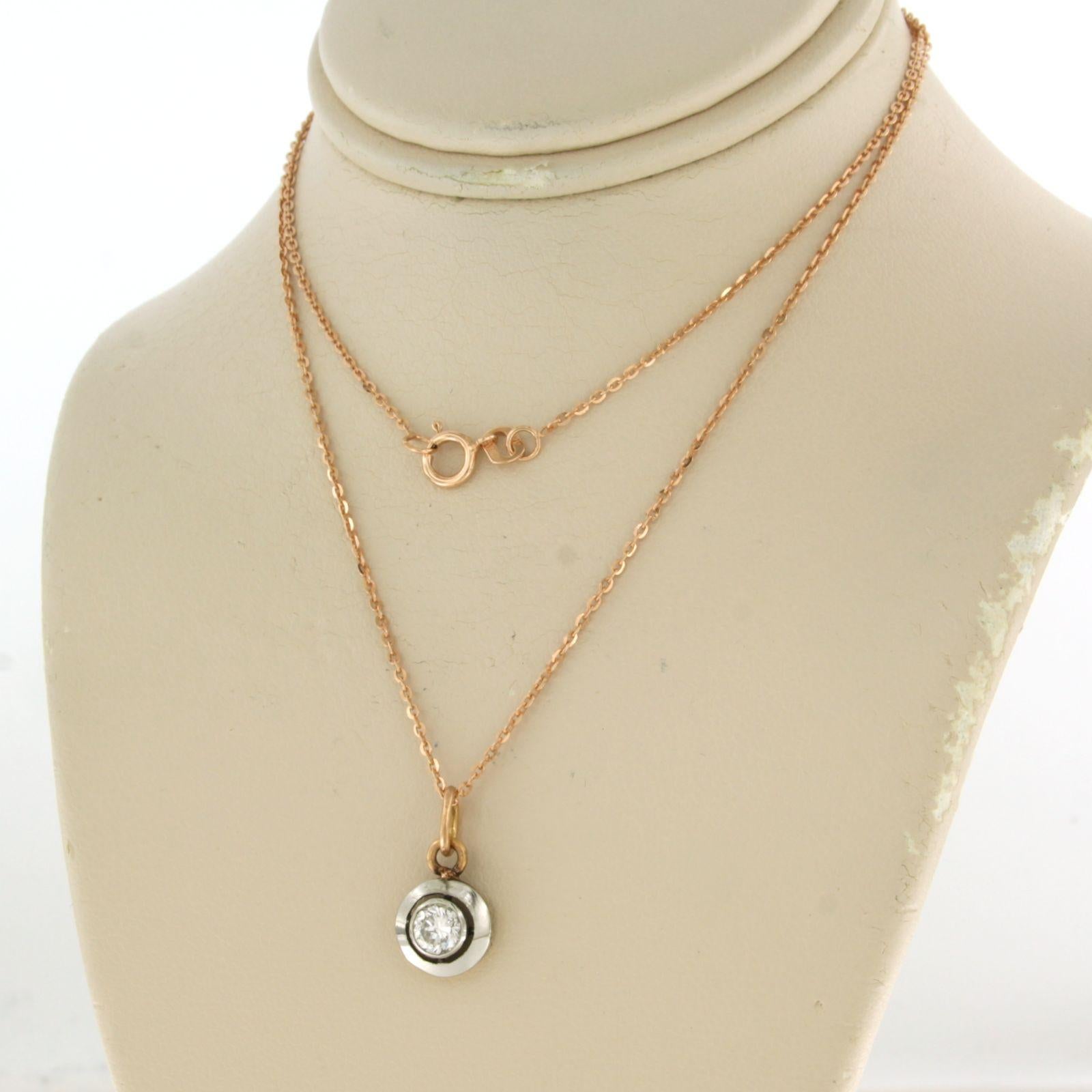 Taille brillant Collier et pendentif avec diamants taille brillant jusqu'à 0,13 ct or 14k en vente