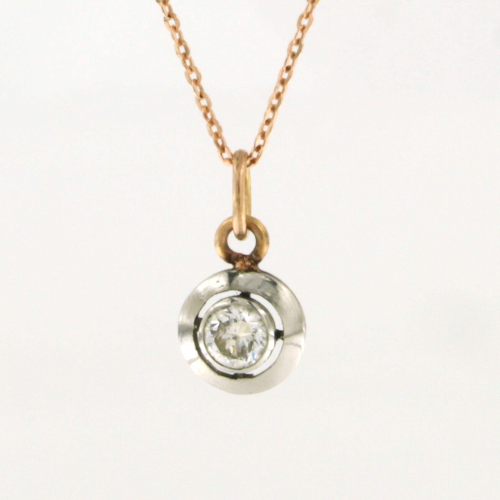 Collier et pendentif avec diamants taille brillant jusqu'à 0,13 ct or 14k Excellent état - En vente à The Hague, ZH