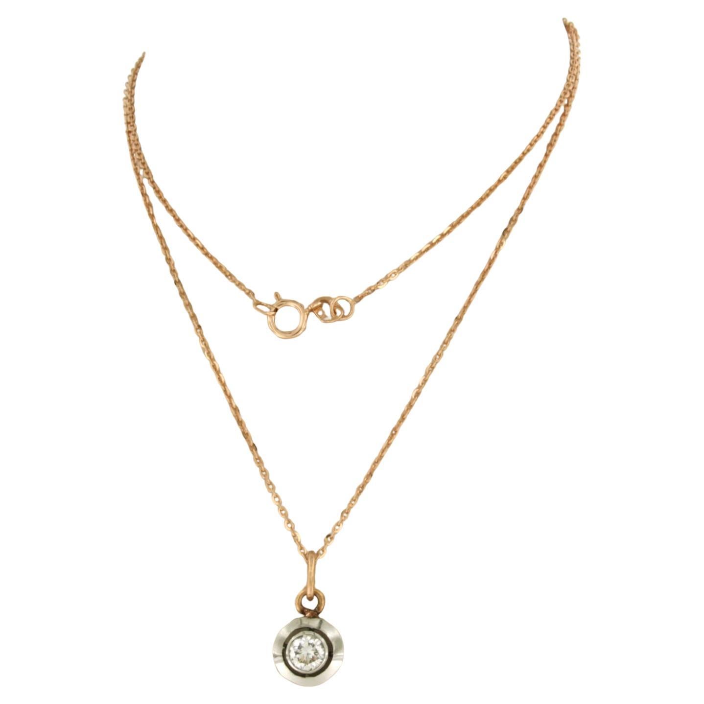 Necklace and pendant with brilliant cut diamonds up to 0.13ct 14k gold