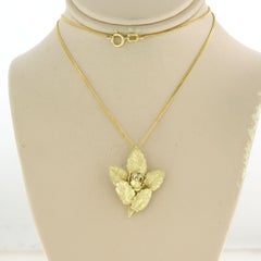 Halskette und Anhänger mit Diamanten im Brillantschliff von bis zu 0,20 Karat 14k Gold 5,8 Gramm