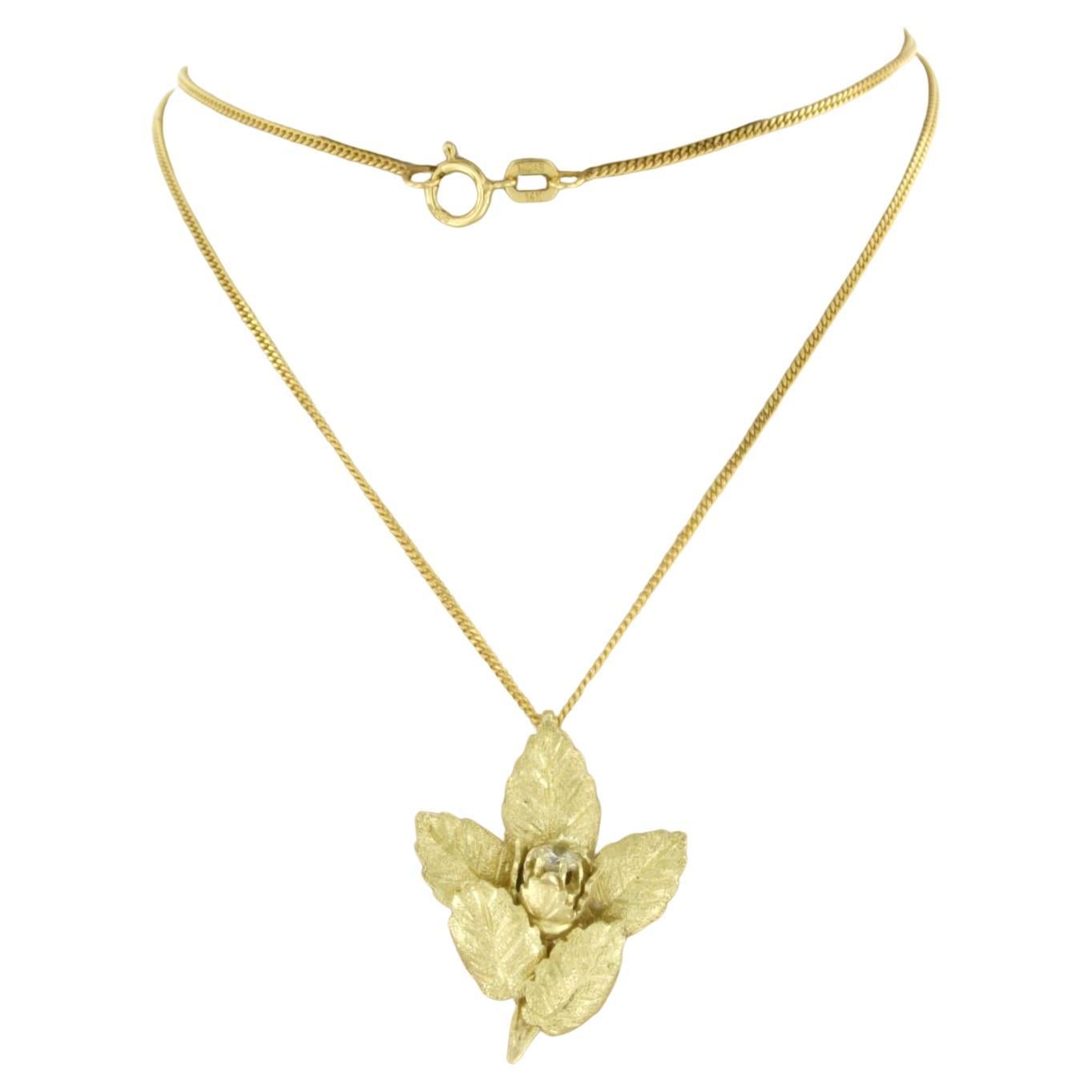 Collier et pendentif avec diamants taille brillant jusqu'à 0,20ct or 14k 5,8 grammes